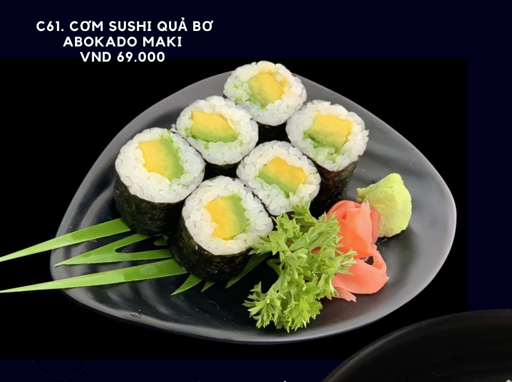 C58. Cơm sushi quả bơ Abokado nigiri